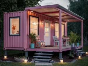 Nhà Container Mini Màu Hồng Pastel